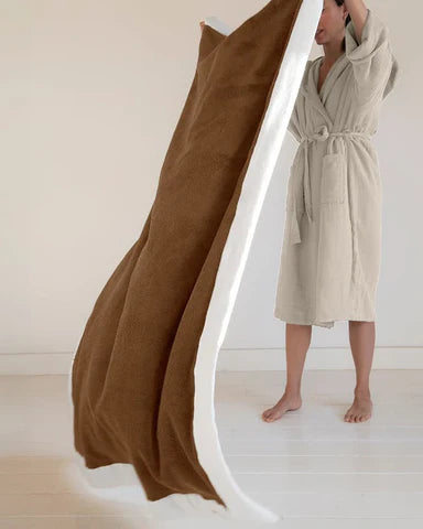 Mediterranean Beach Towel, Luxury 100% Cotton, OEKO-TEX Certified, Large Poolside Essential, Taupe White